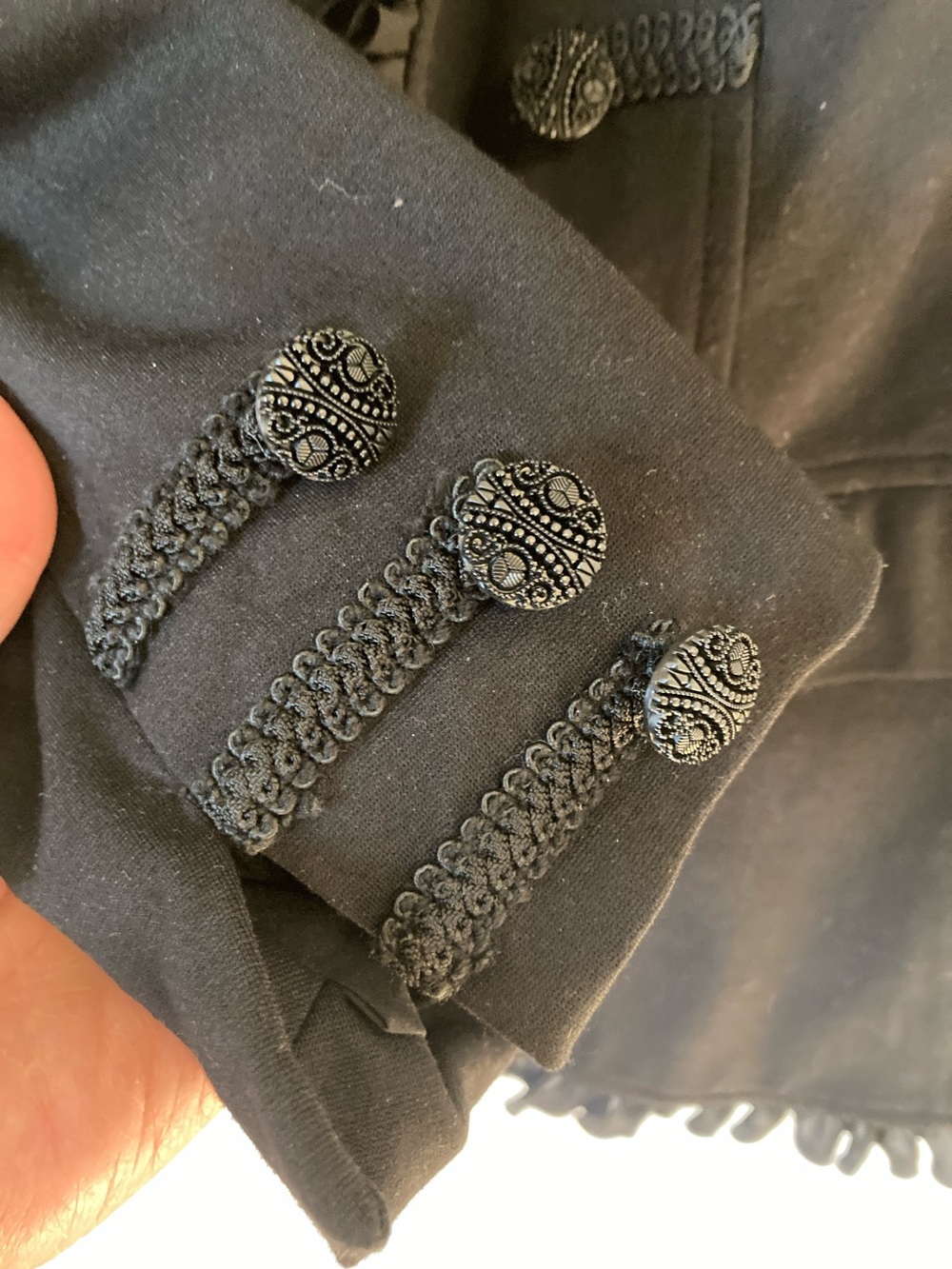 Chico's Black Ruffle-Trim Military Blazer - Picture 5 of 12